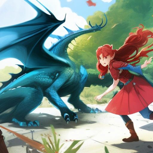 Little Jennifer battling a fierce dragon.