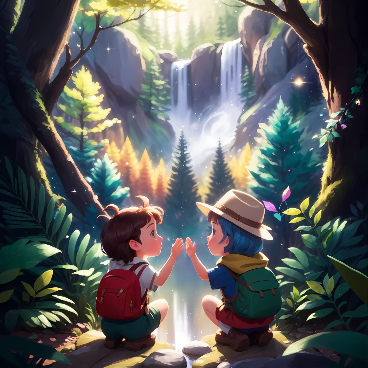 Sparkle and Jasper, bidding farewell to their forest friends, promising to return soon, as they journey back home, reflecting on the magical adventures they have experienced together, knowing that their friendship and the lessons they have learned will stay with them forever.