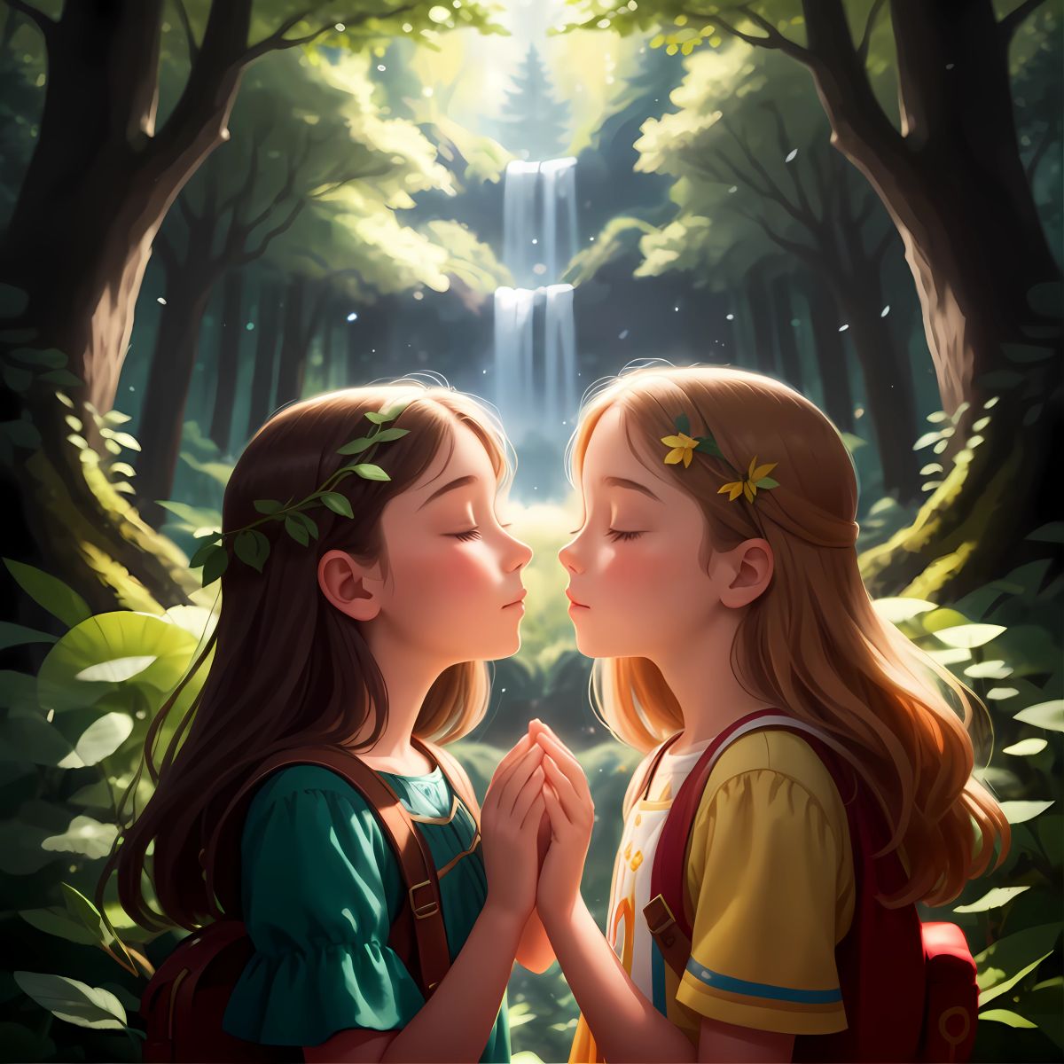 Vega and Greta closing their eyes and reliving the memories of their magical journey.