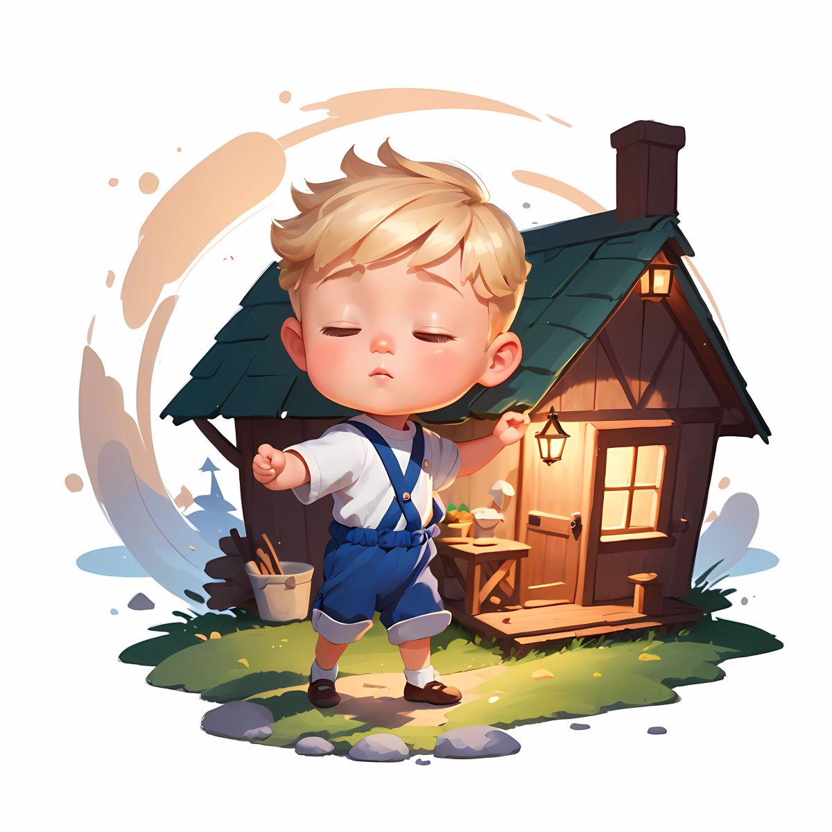 A cozy little house with a baby boy named Teddy, his short blonde hair shining in the soft light. Teddy tosses and turns, searching for the perfect position to drift off into dreamland.