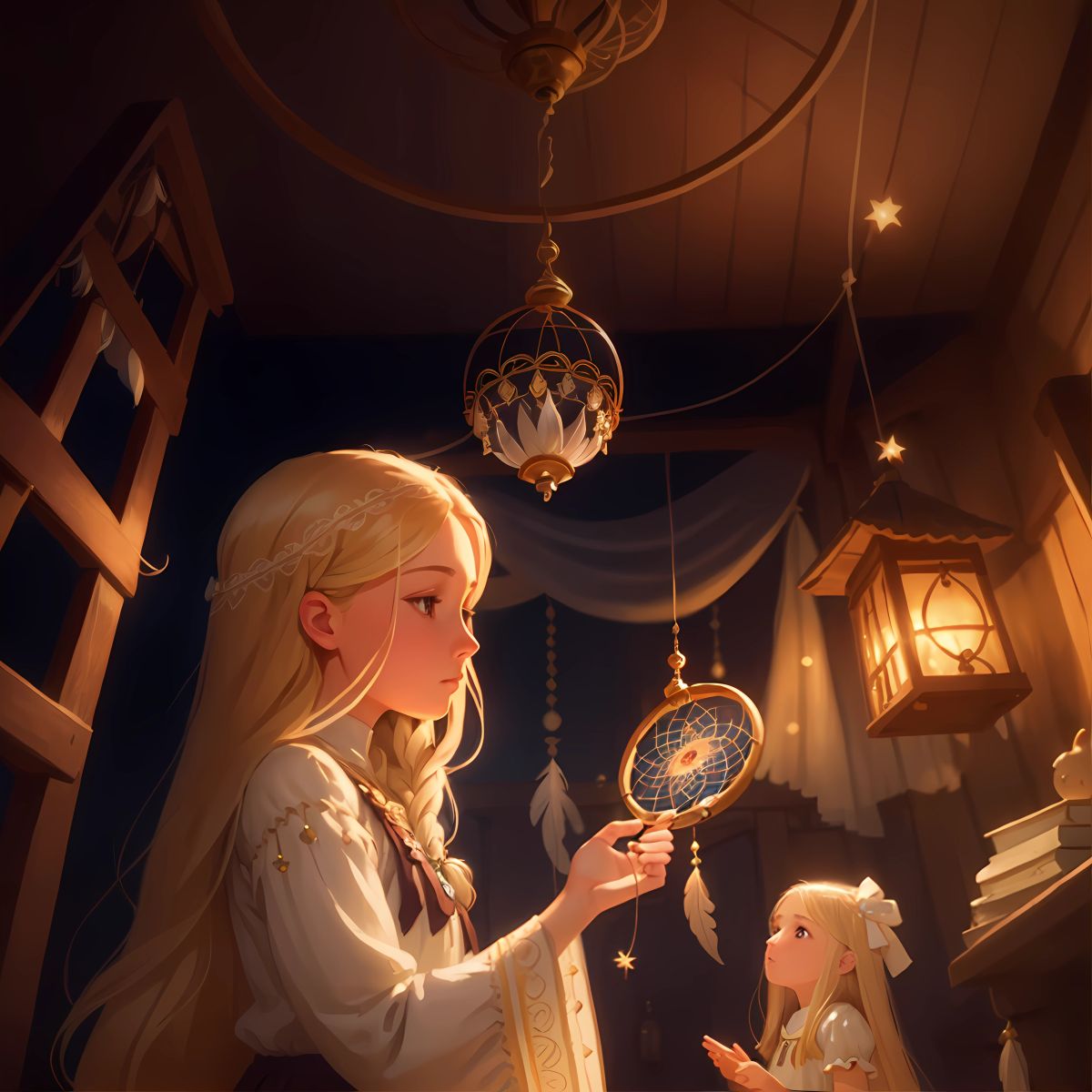 Becca discovers a magical dream catcher in an old attic. Delicate feathers and sparkling beads adorn the dream catcher, and Becca hopes it will solve Teddy's sleepless nights.