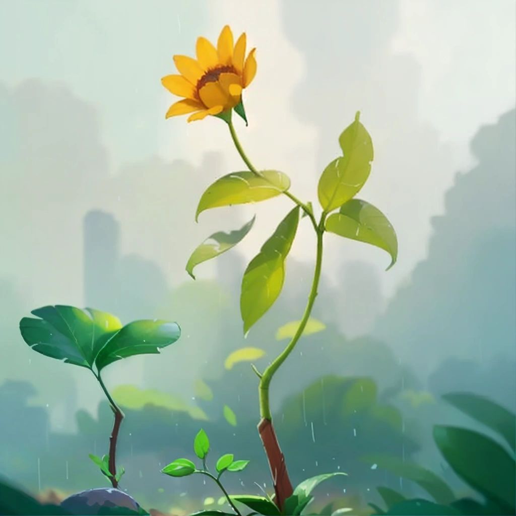 The little plant struggling against harsh winds, scorching sun, and heavy rains, but remembering to have faith in God.