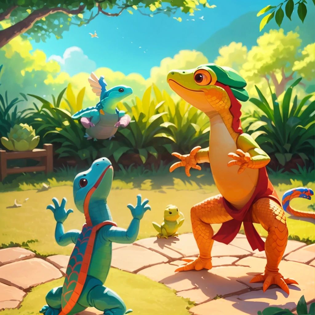 Kuku and Toby playing and dancing in Toby's big yard