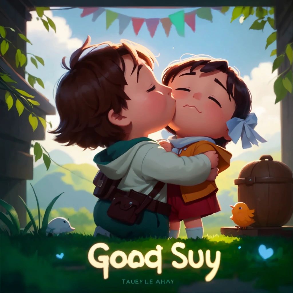 Toby giving Kuku a hug as they say goodbye