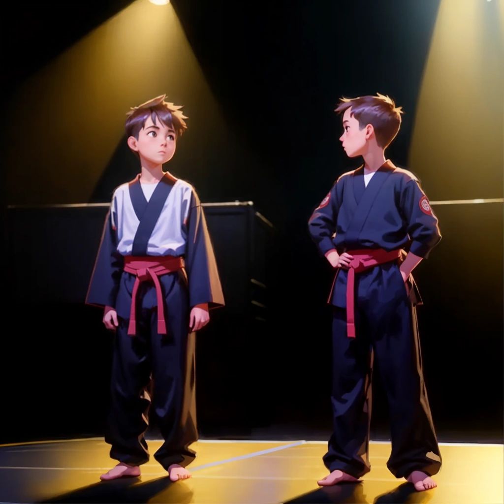 Pierre, Ninjamuffin, and the impostor boy standing on stage, creating confusion among the audience.