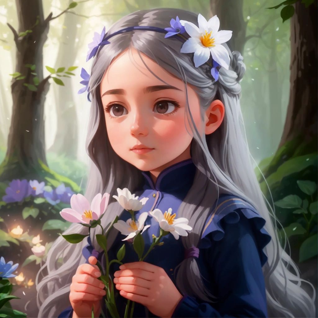 Luna demonstrating her magical powers by making flowers bloom instantly and communicating with forest animals.