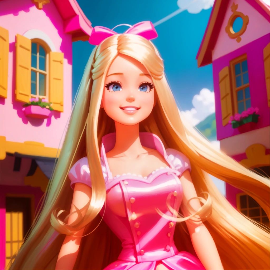 Barbie happily living in her dream house, surrounded by friends, laughter, and the realization of her dreams."""