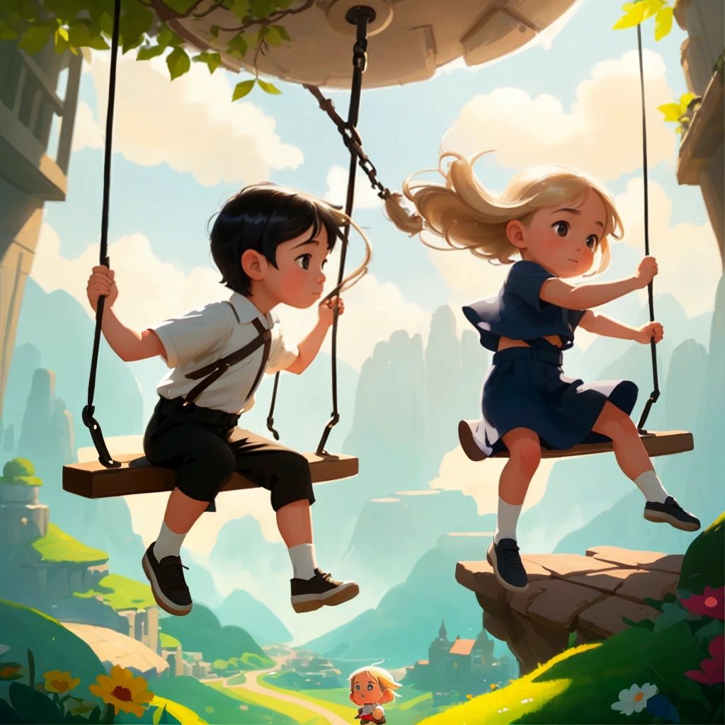 Skylar and Josiah swinging into a new world, with fascinating creatures and endless possibilities ahead"""