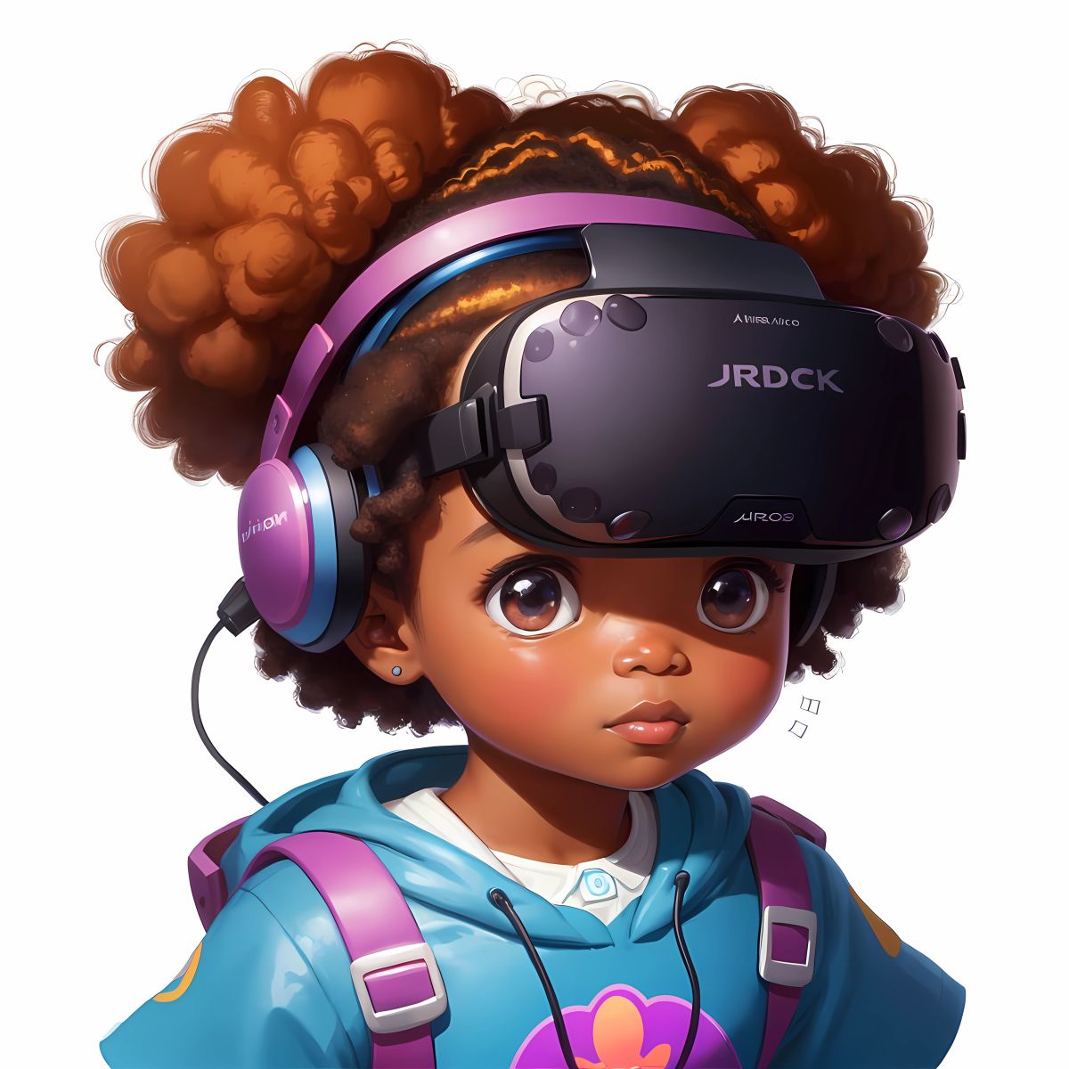 Christina wearing a virtual reality headset, her face filled with wonder as she explores a mesmerizing virtual world.