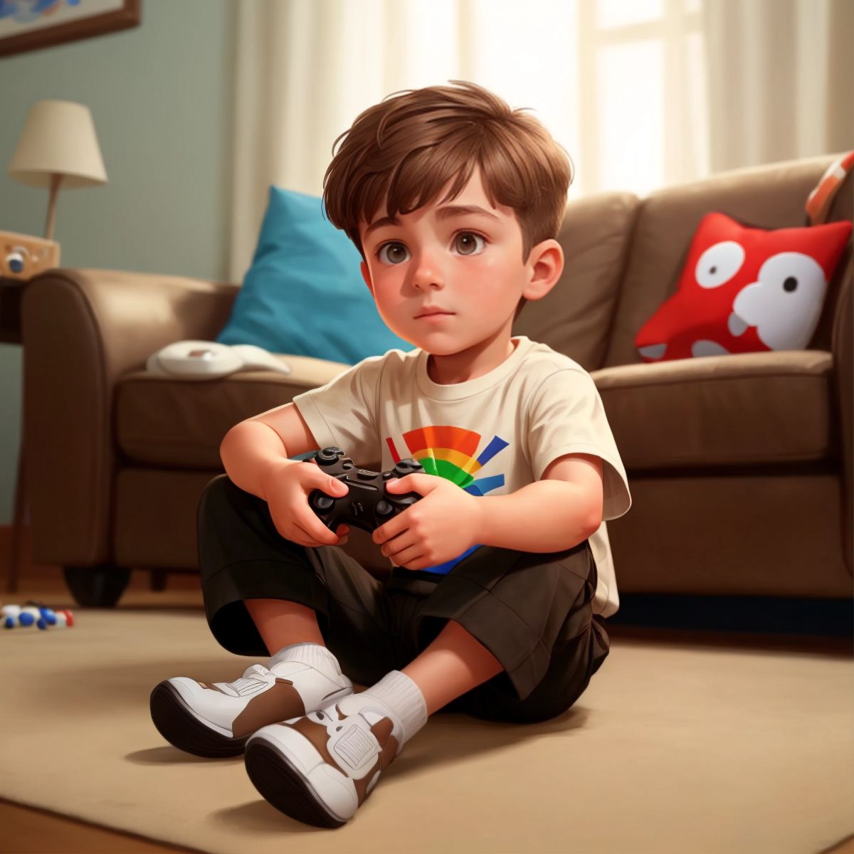 JoJo with a game controller, focused on the game