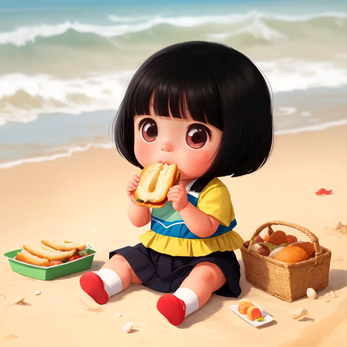 Lalin eating a sandwich