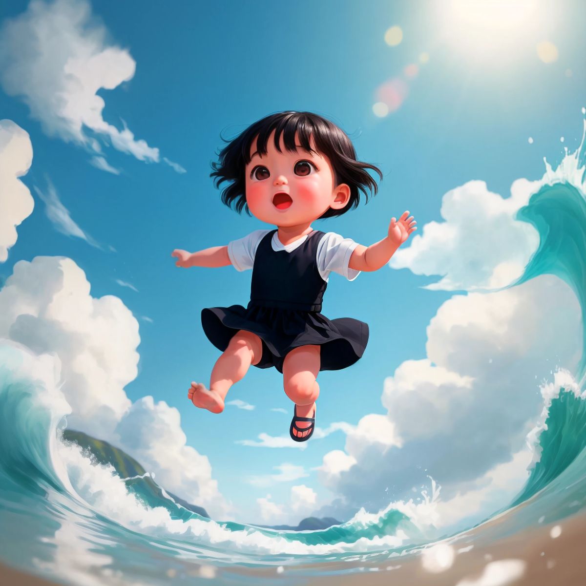 Lalin jumping over the waves