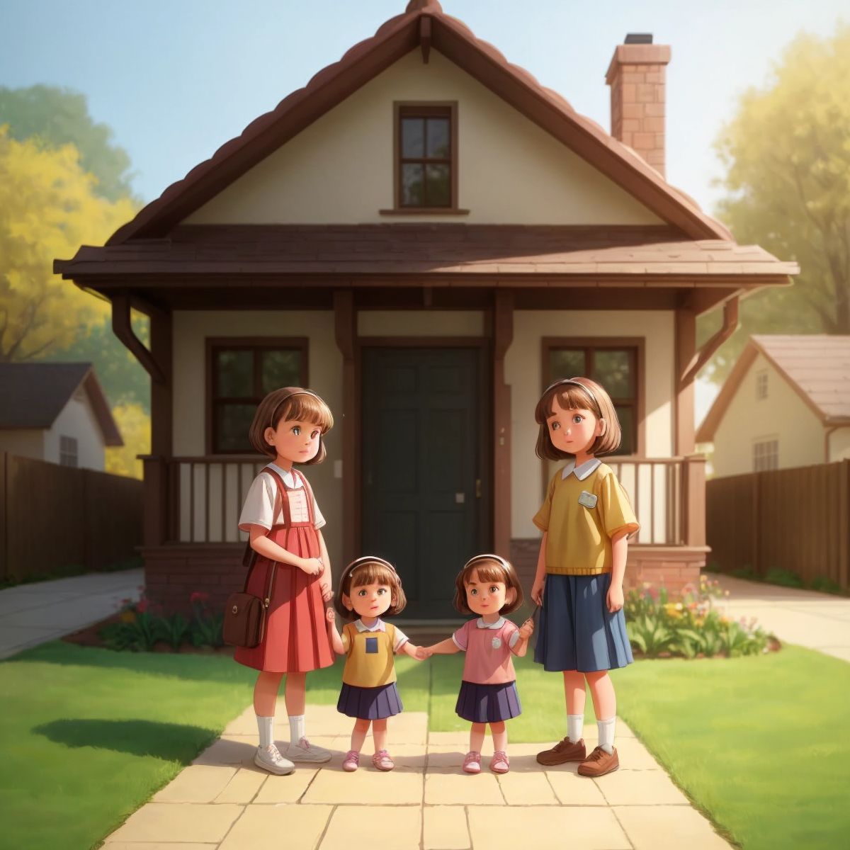 Luna's family standing in front of their house, welcoming Luna and Joseph