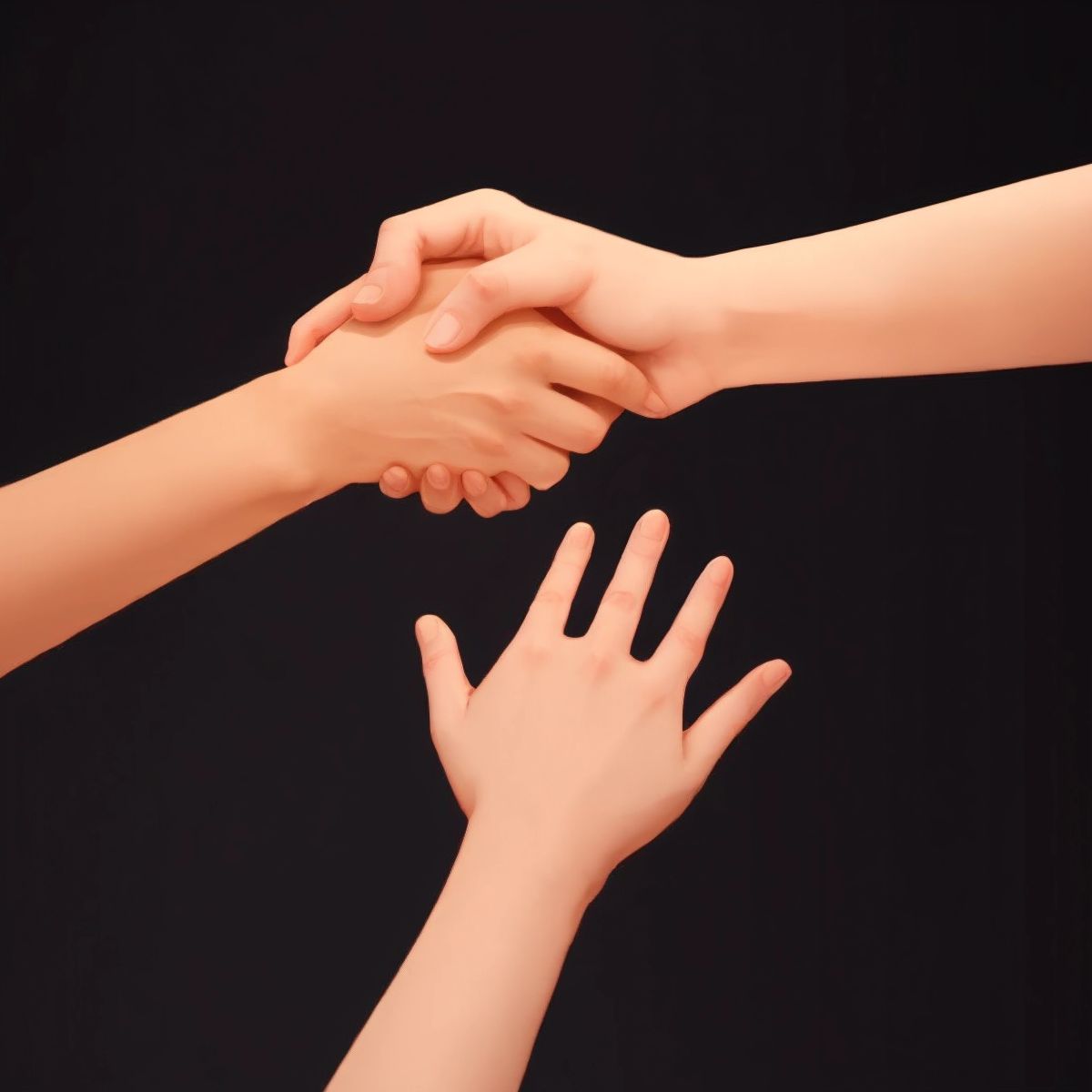 Two hands shaking, symbolizing forgiveness