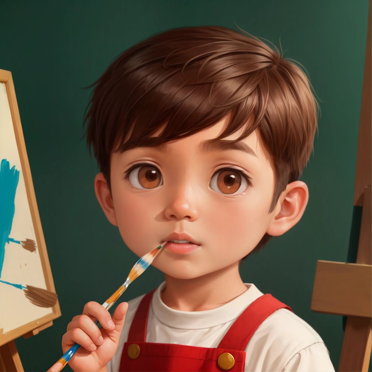 Oliver painting a beautiful portrait