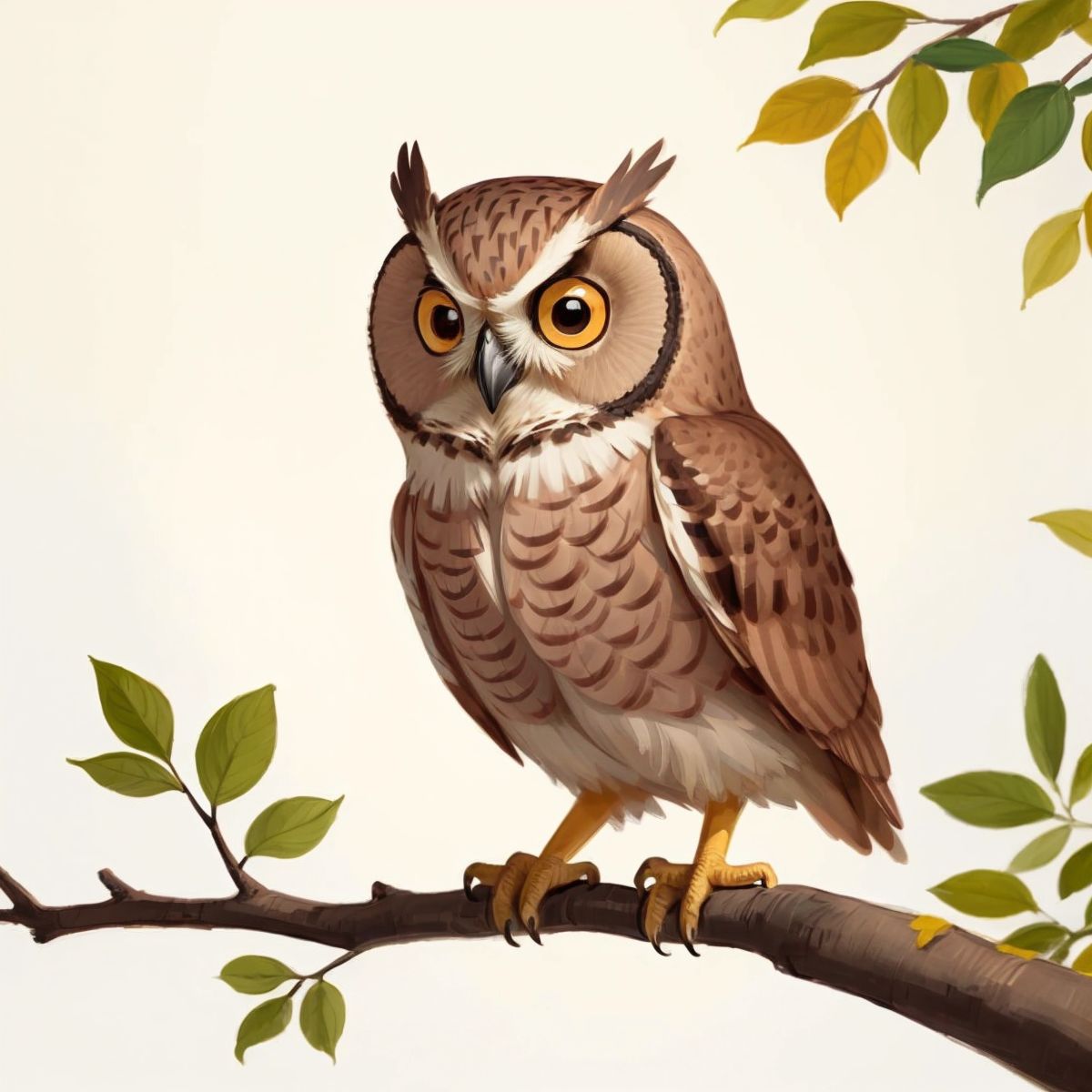 A wise owl perched on a branch