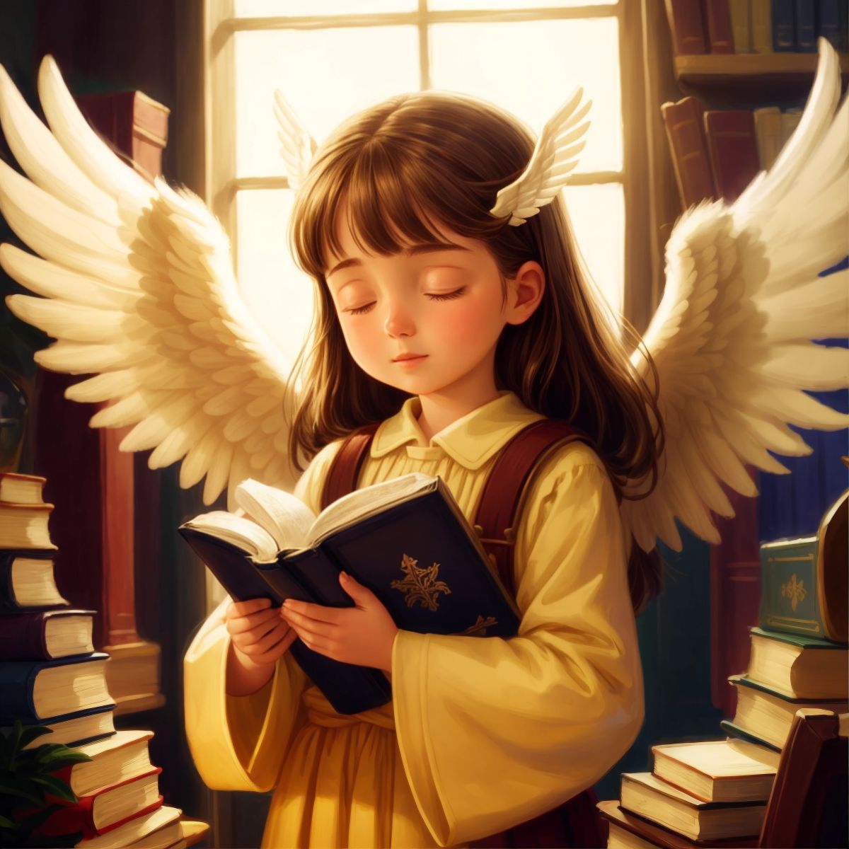 Dovely, an angel holding a Bible