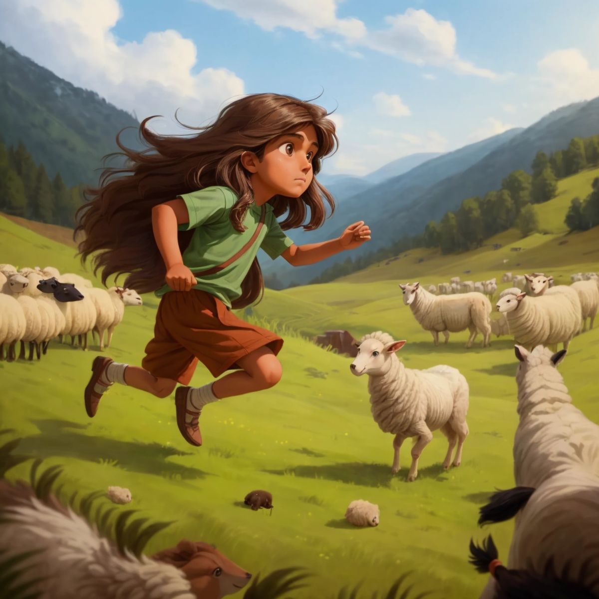 Hella looking guilty as the wolf chases away many sheep