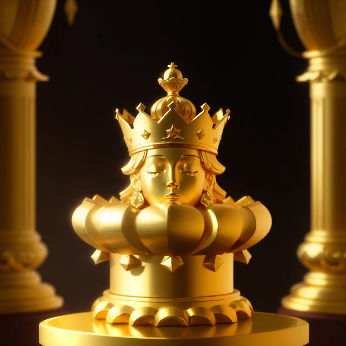 A golden crown on a pedestal