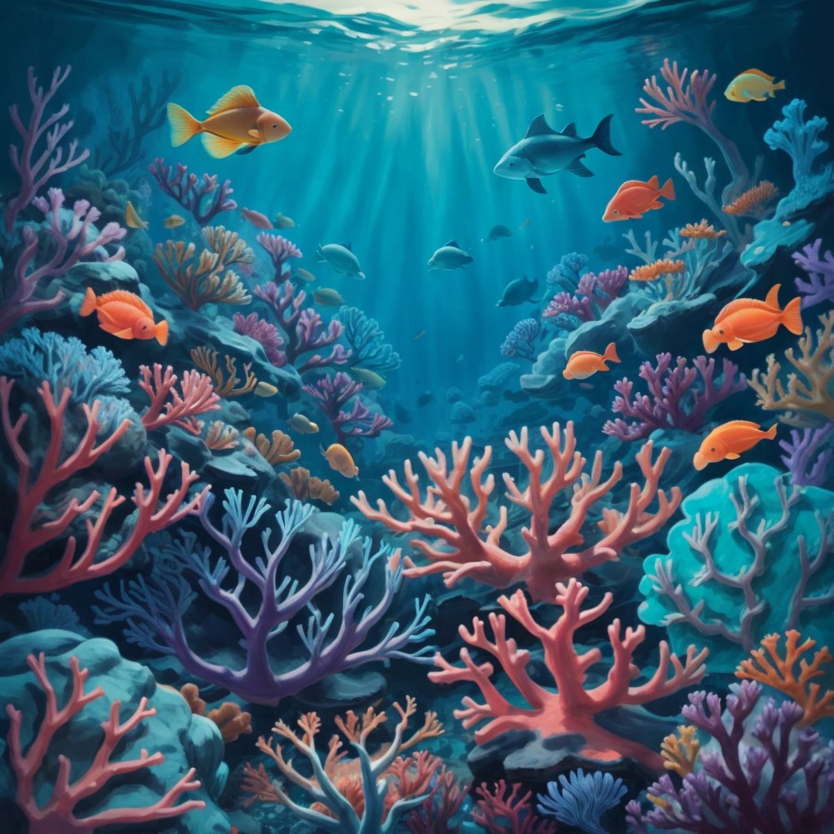 Colorful coral reefs under the sea