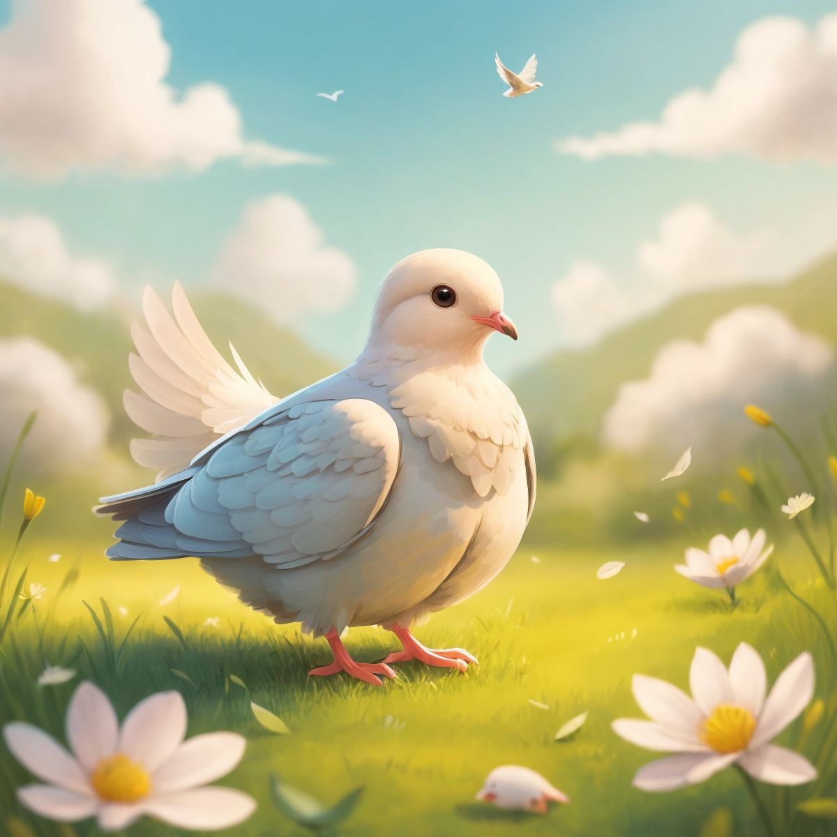 A gentle dove with soft feathers