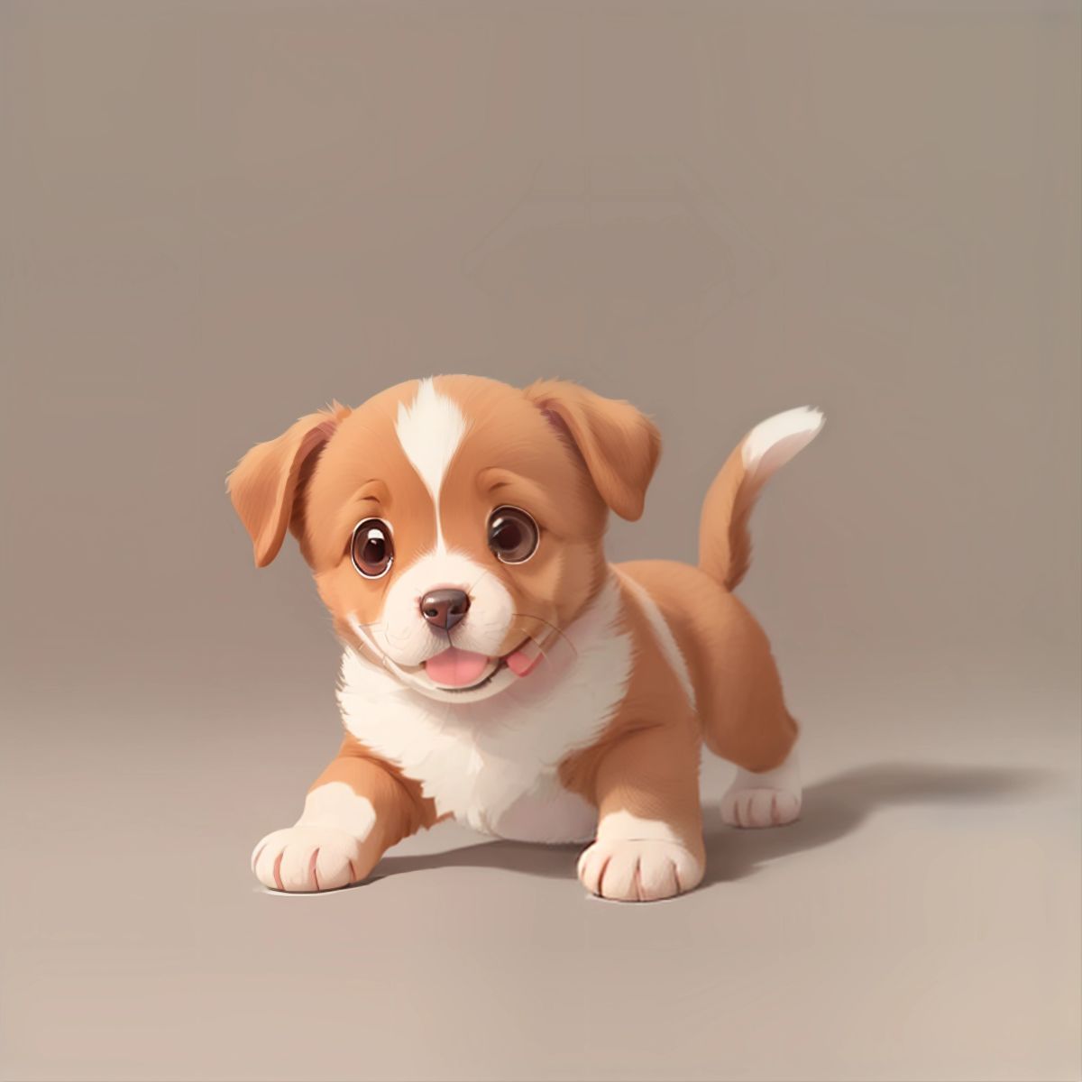 Tickle performing a trick, like rolling over or giving a high-five