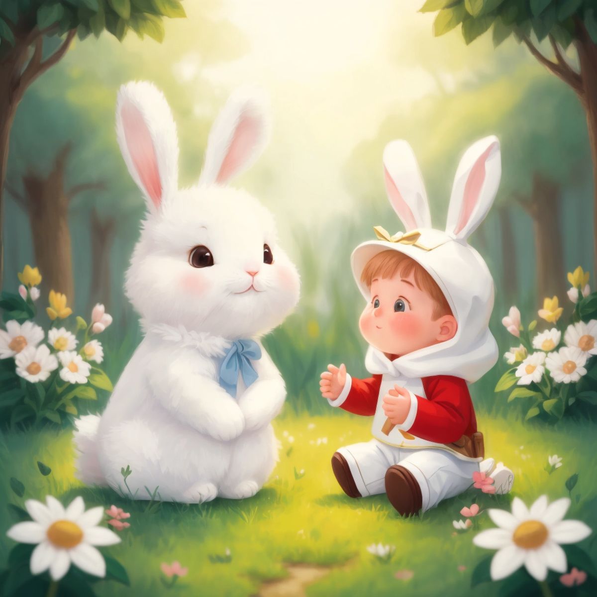 Mummy Bunny talking to Benny Bunny