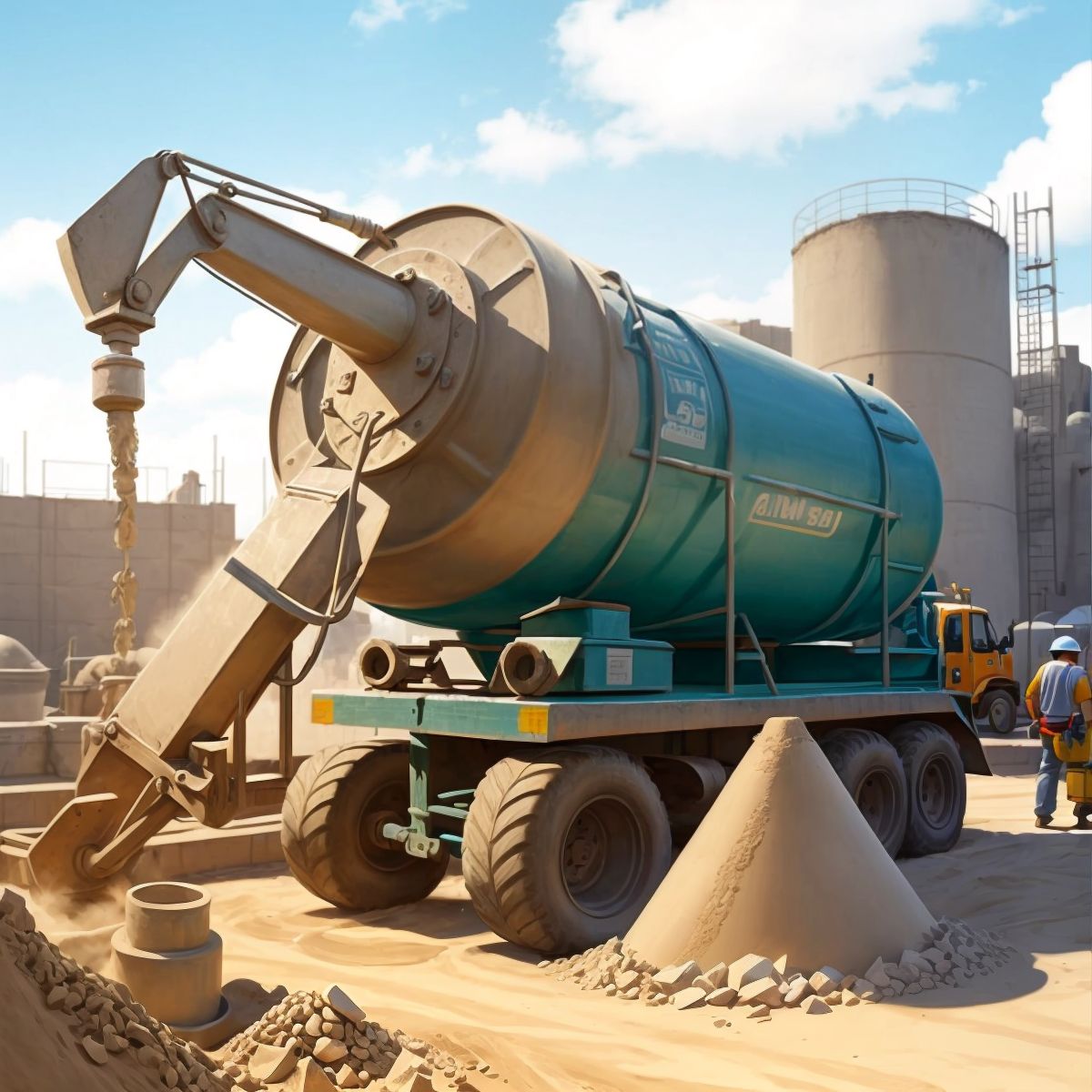 A cement mixer mixing cement