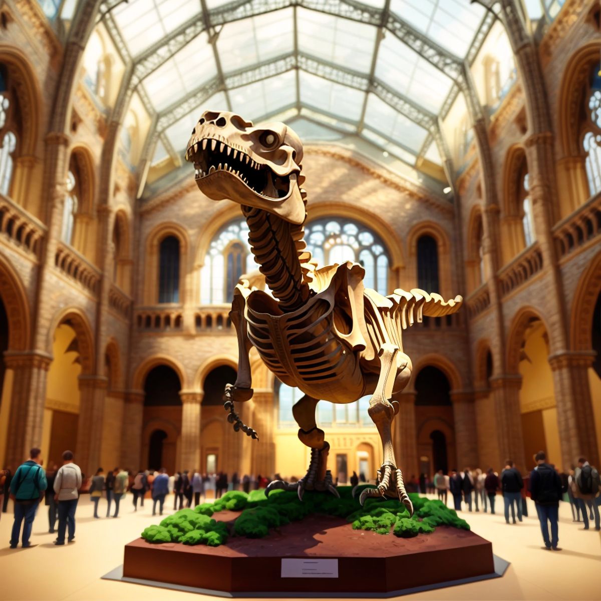 A dinosaur skeleton at the Natural History Museum