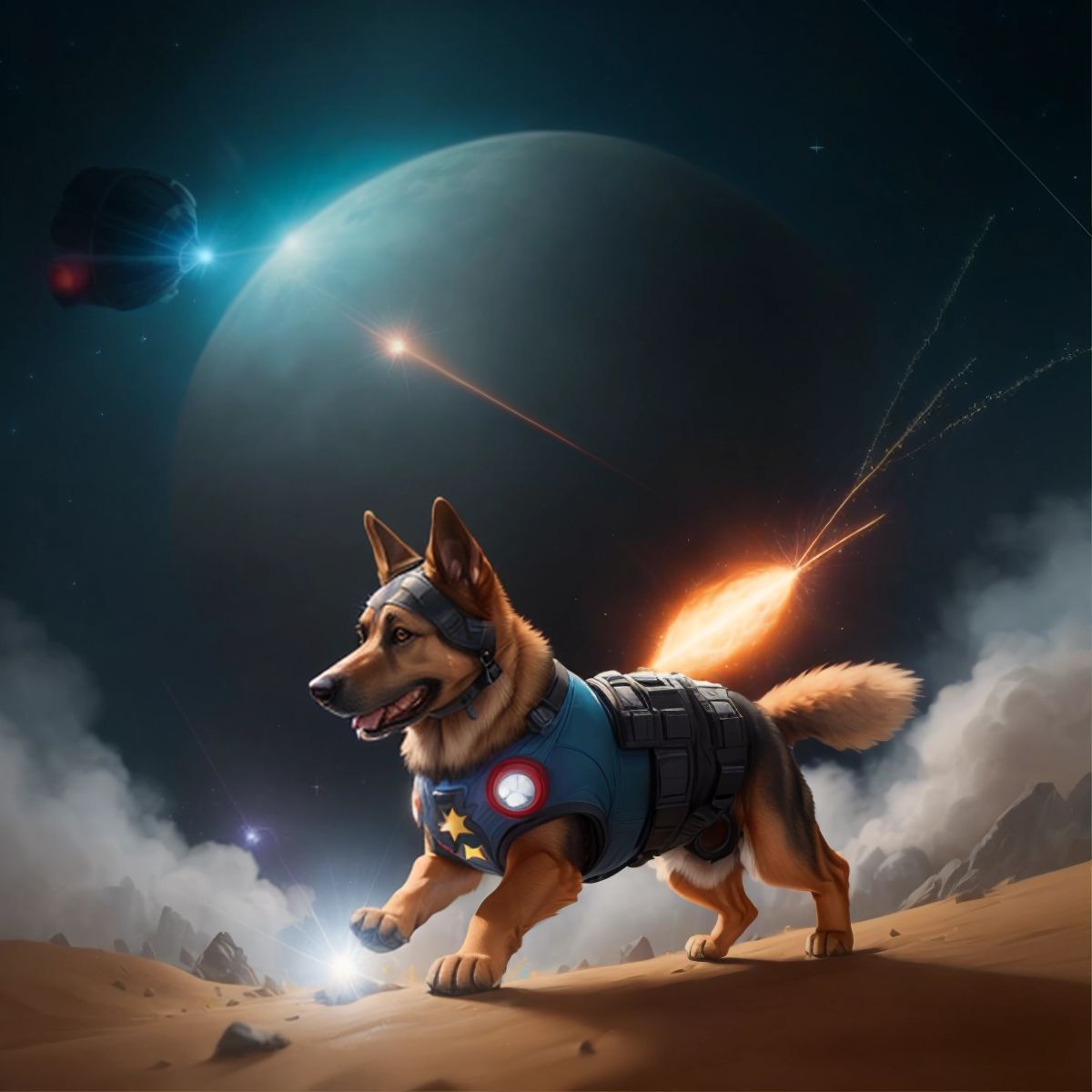 Space Dog disabling a dangerous space laser