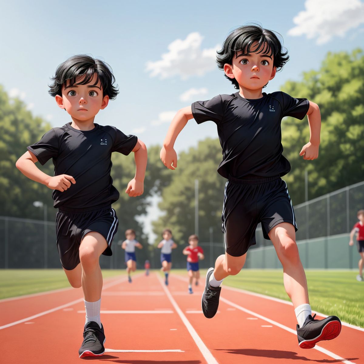 Charlie running in a relay race during Sports Day