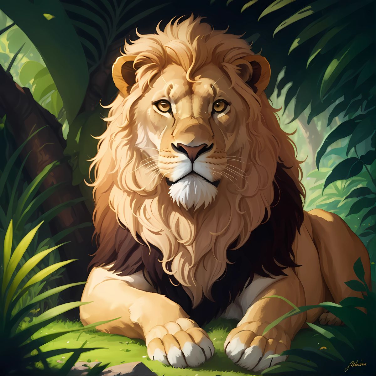 Zion the Lion with a peaceful expression, symbolizing forgiveness