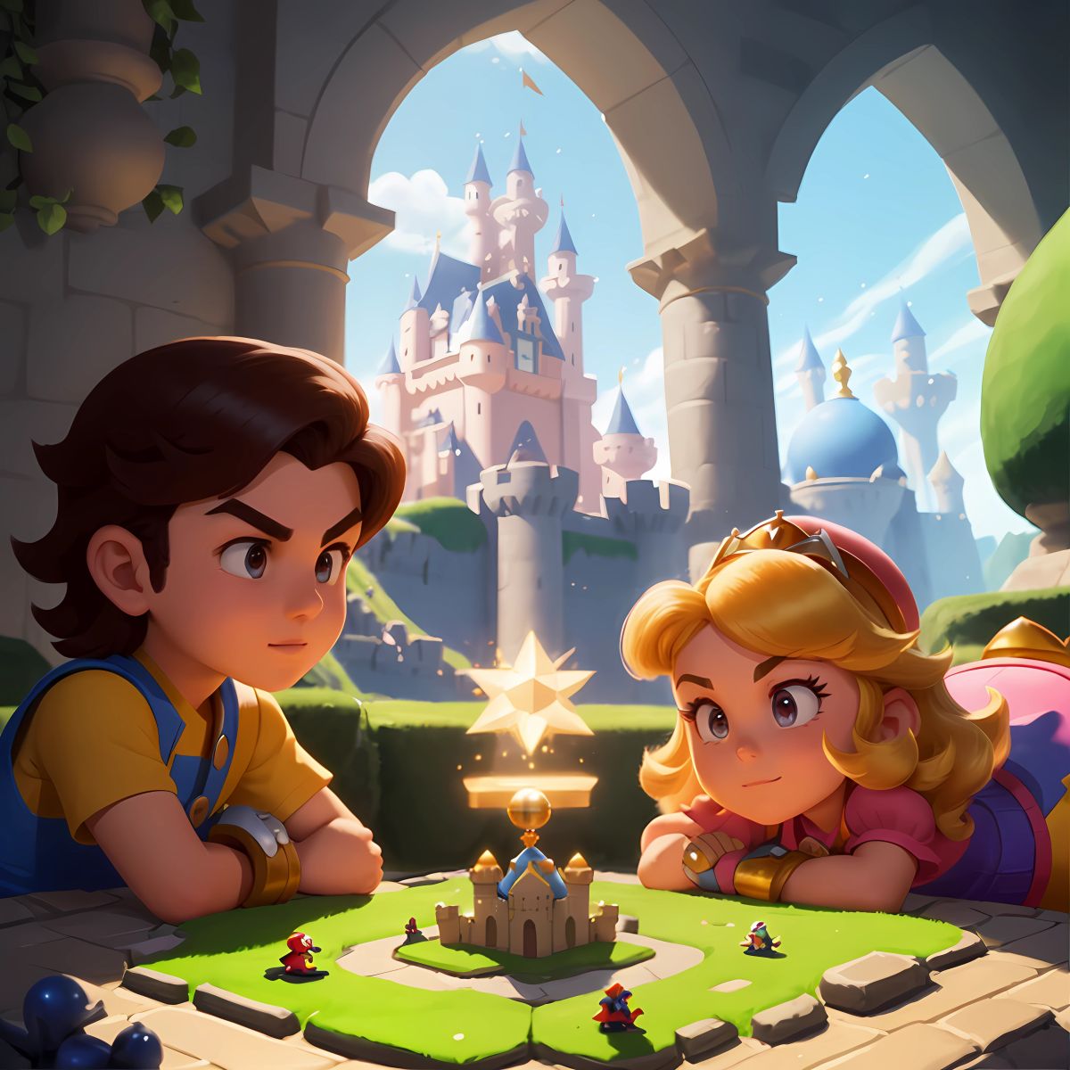 Alex and Mario engage in fierce battles with the guardians of the final castle, solving challenging puzzles as they draw closer to Princess Peach. Their bond grows stronger as they face the ultimate test together.