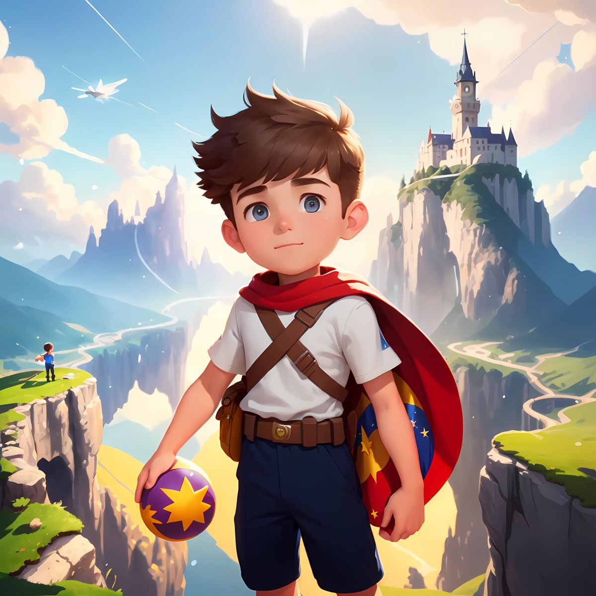 Alex uses his imagination to create new adventures with his friends, embracing the belief that he can always be a hero and make a positive impact on the world around him.