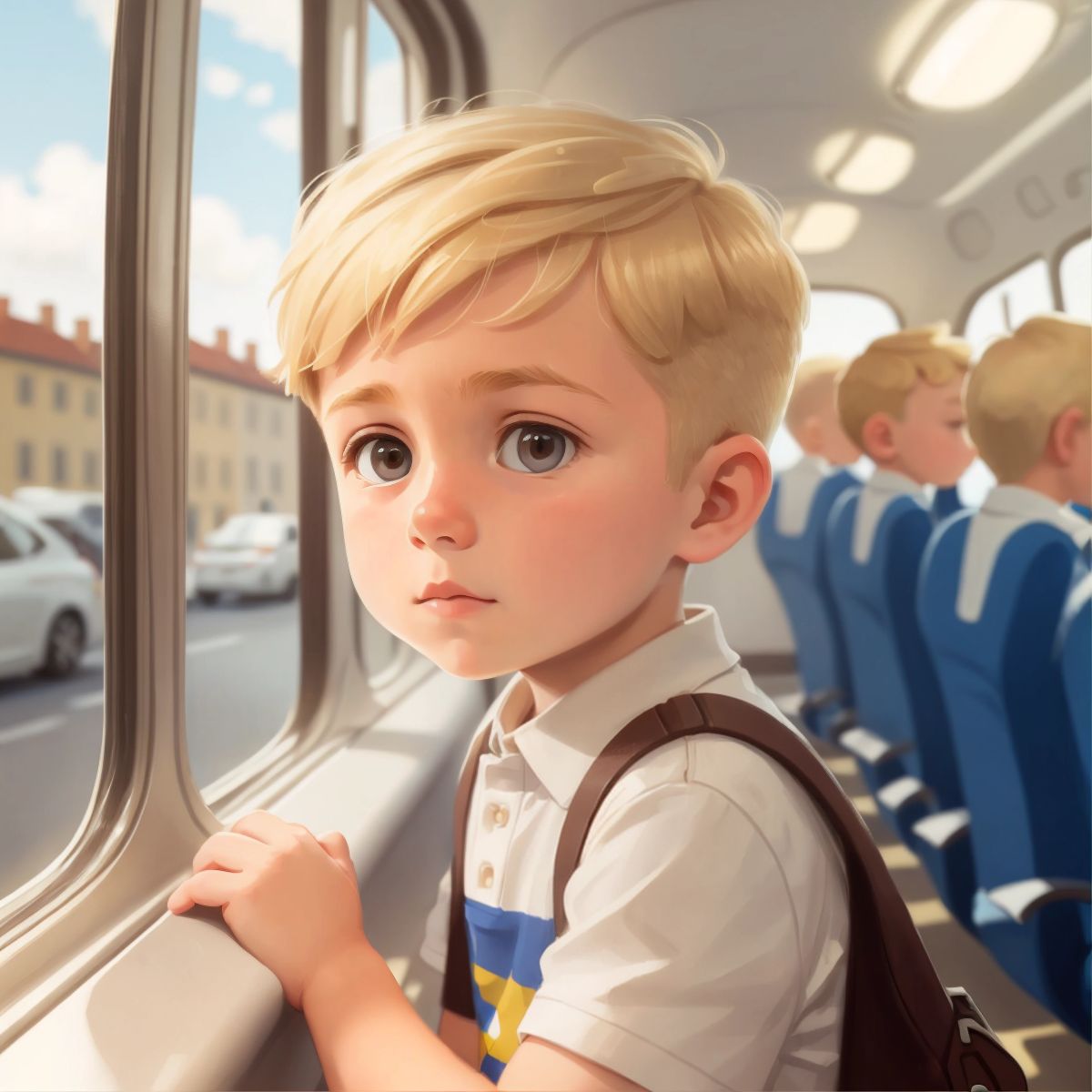 Logan looking thoughtful on his way home