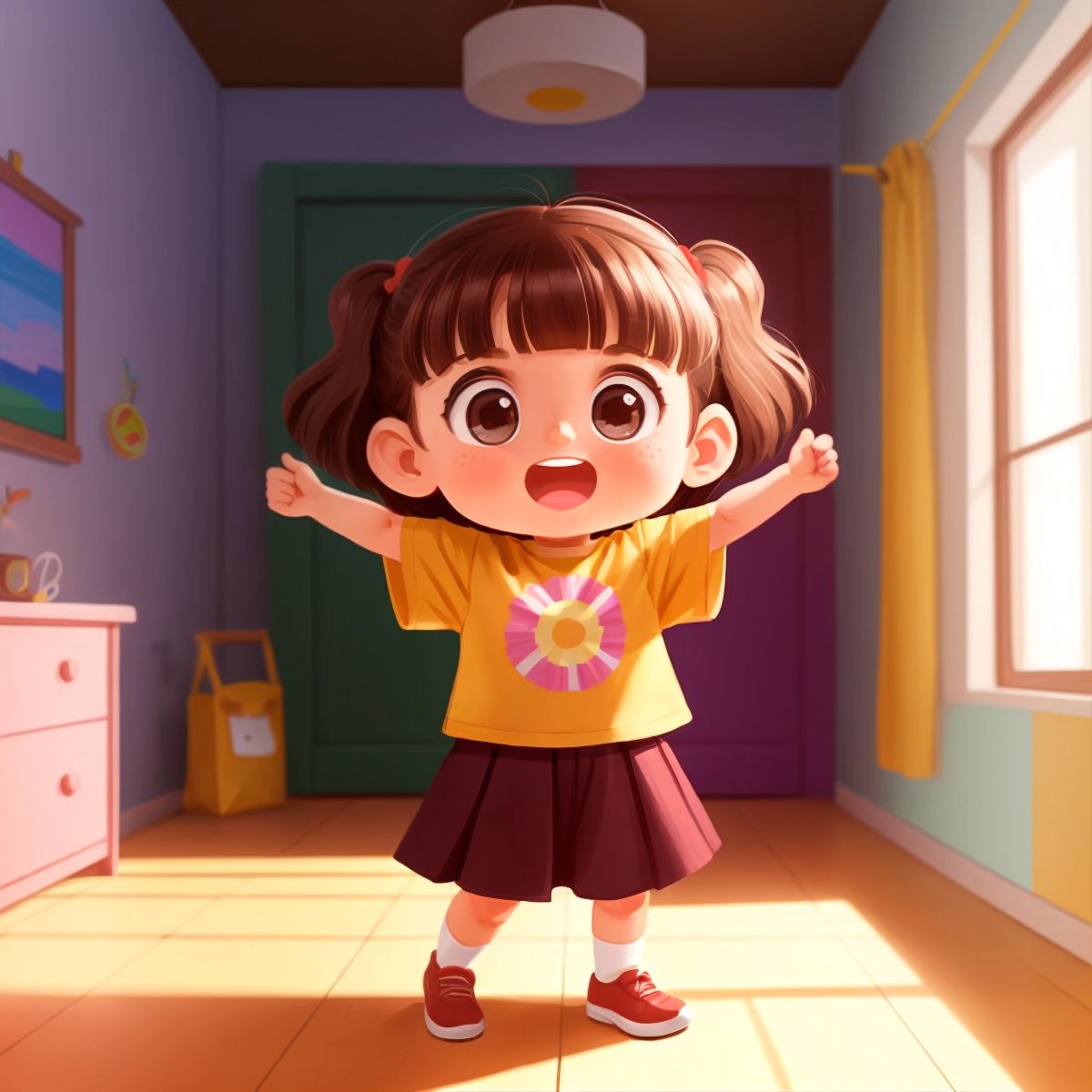 Fifi, a little girl, looking excited and full of energy
