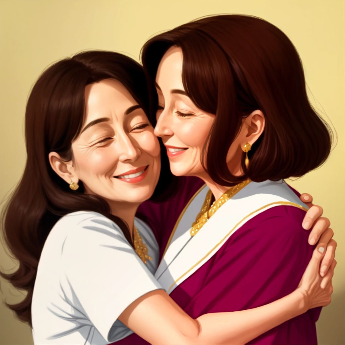 Zeinab and her mother embracing