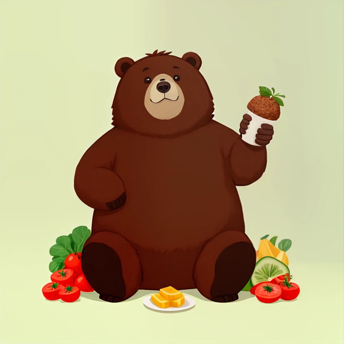 A grown-up bear making healthy choices