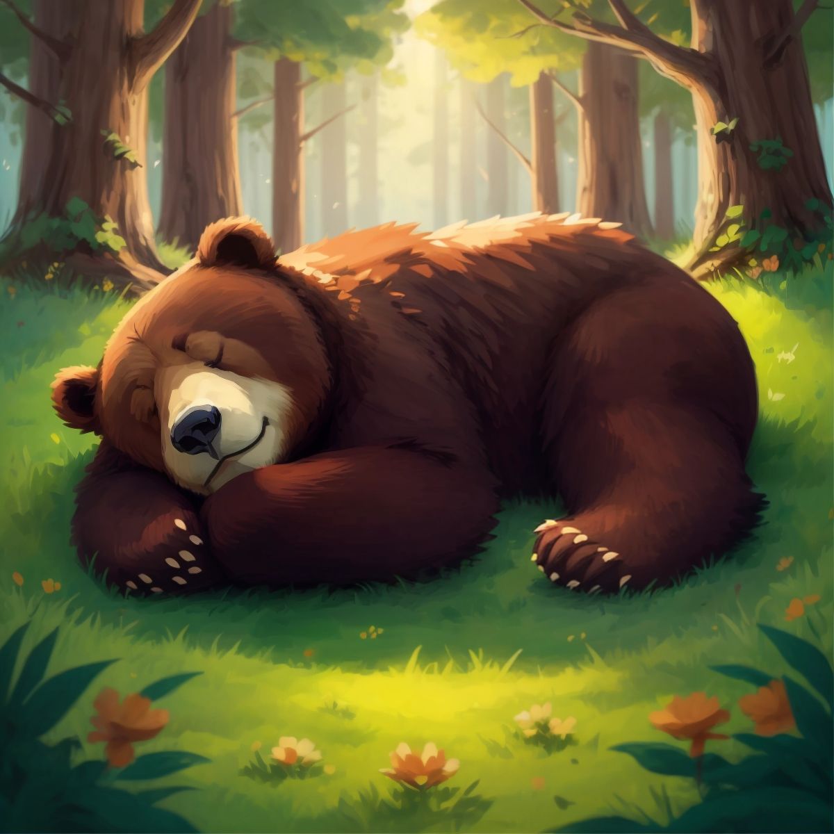 A bear sleeping peacefully