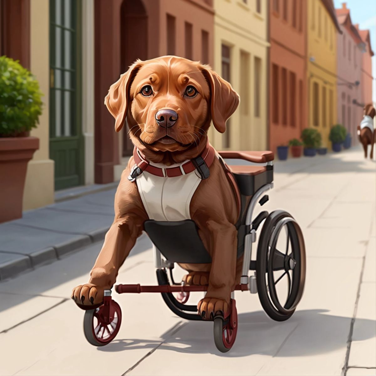 Mojo practicing with his new wheelchair