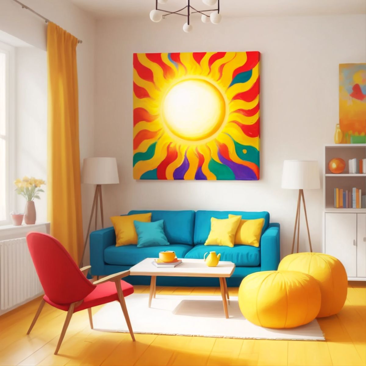 A vibrant and radiant sun on a canvas