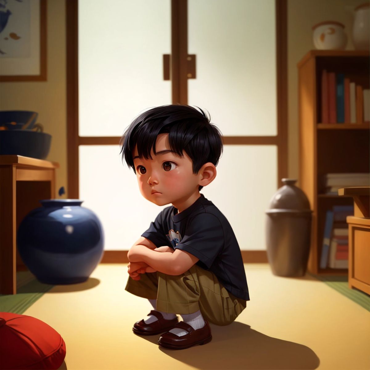 Xiao Bao looking thoughtful and determined