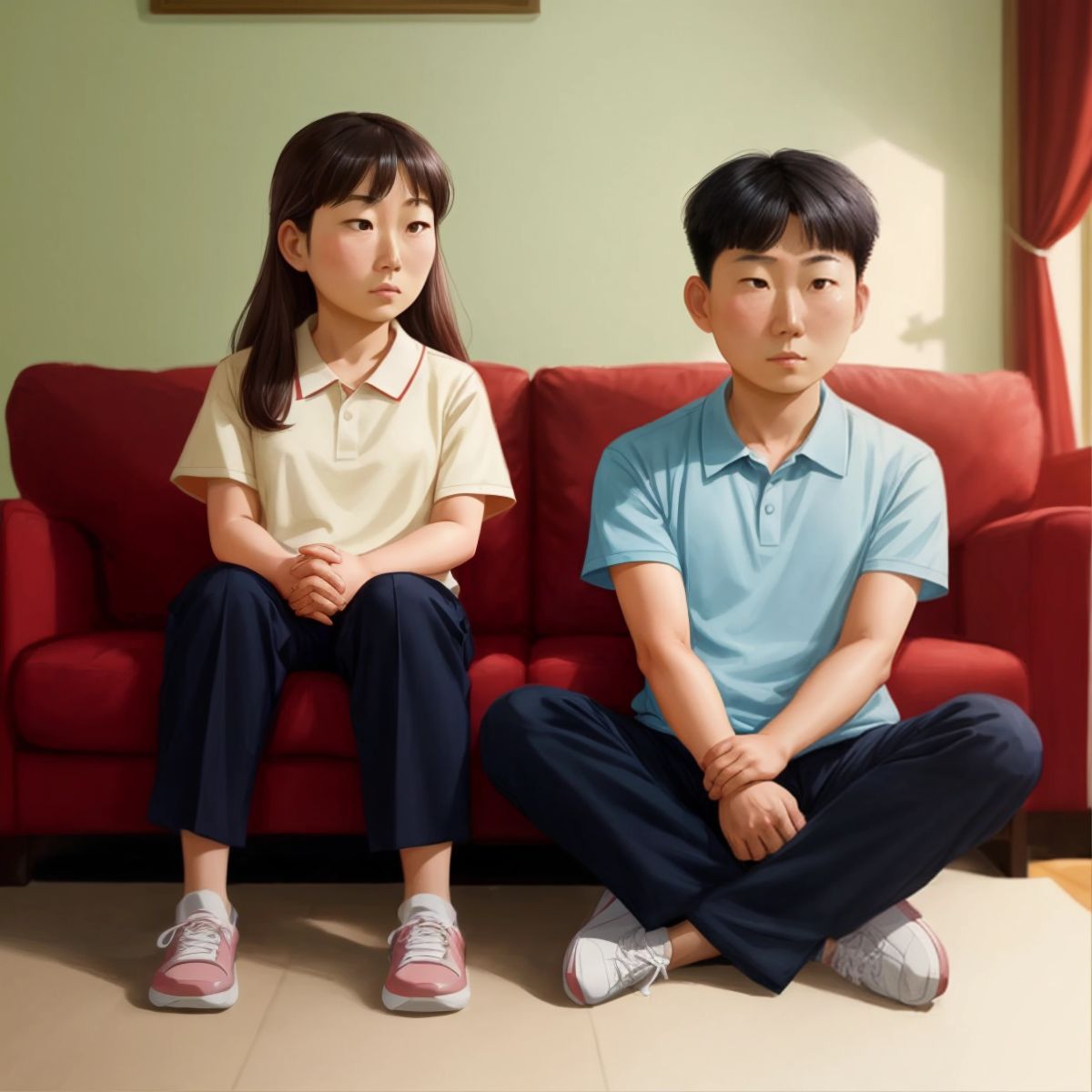 Xiao Bao's parents looking worried