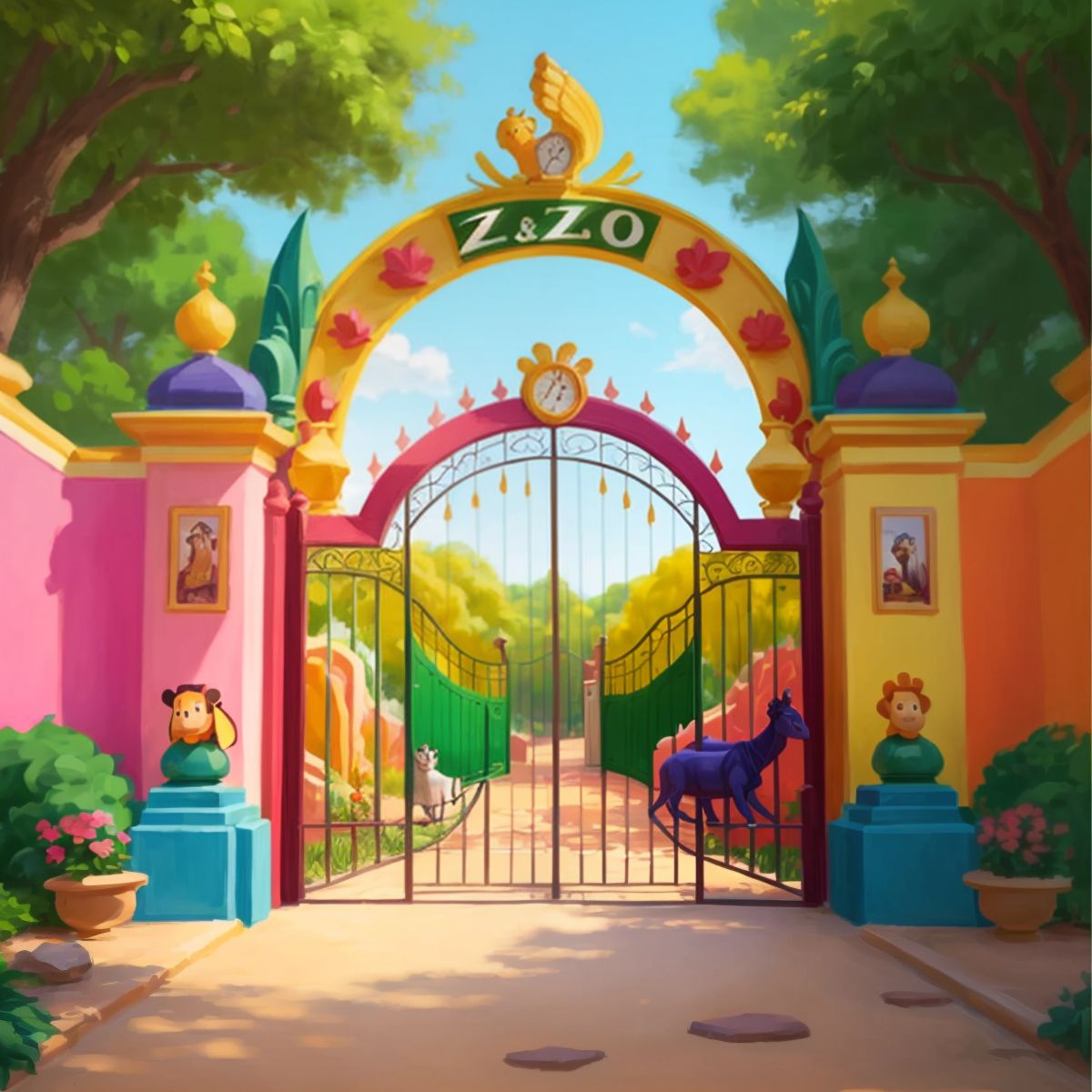 Colorful entrance gates of the zoo