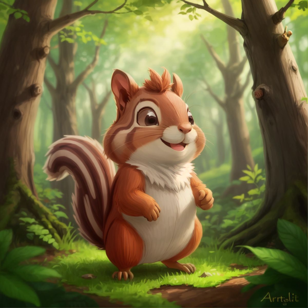 A wise old squirrel in the forest