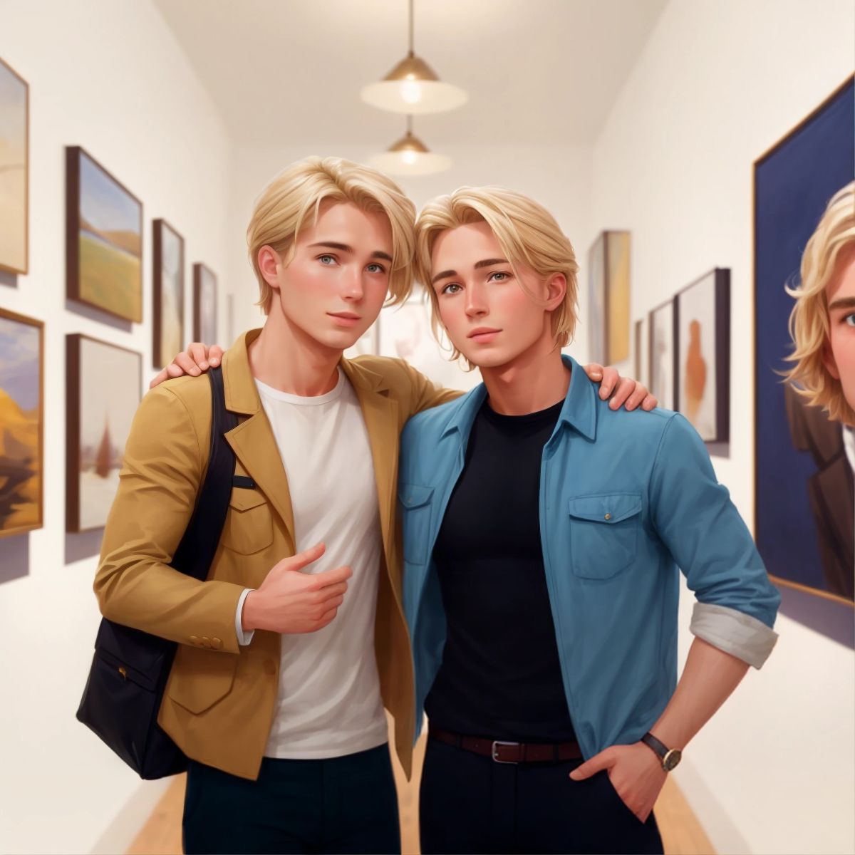 Tsek and Stuff thanking the gallery worker