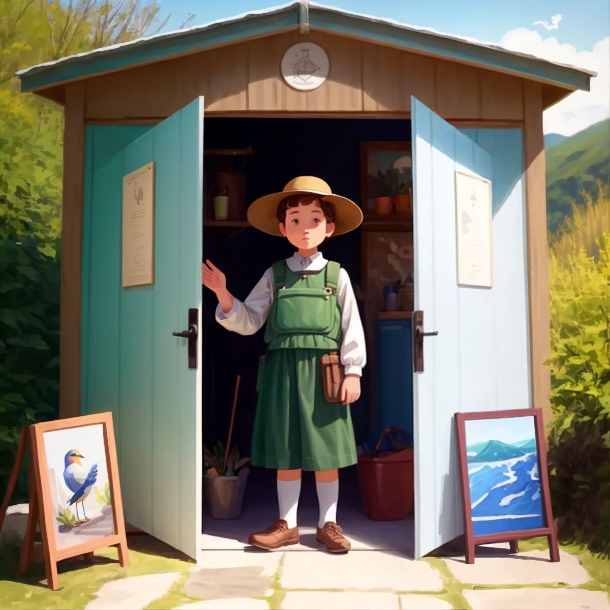 A friendly guide greeting at the entrance of the gallery