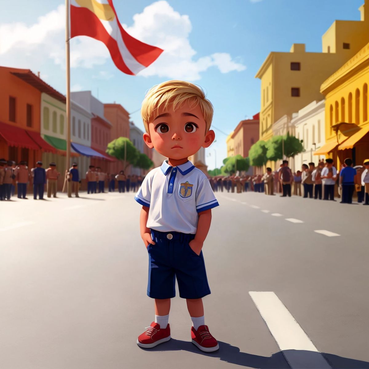 Max standing in Merdeka Square, watching a flag-raising ceremony