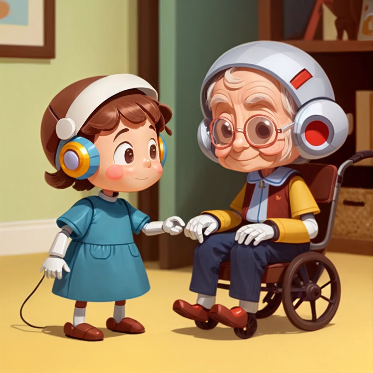 The robot helping an elderly woman
