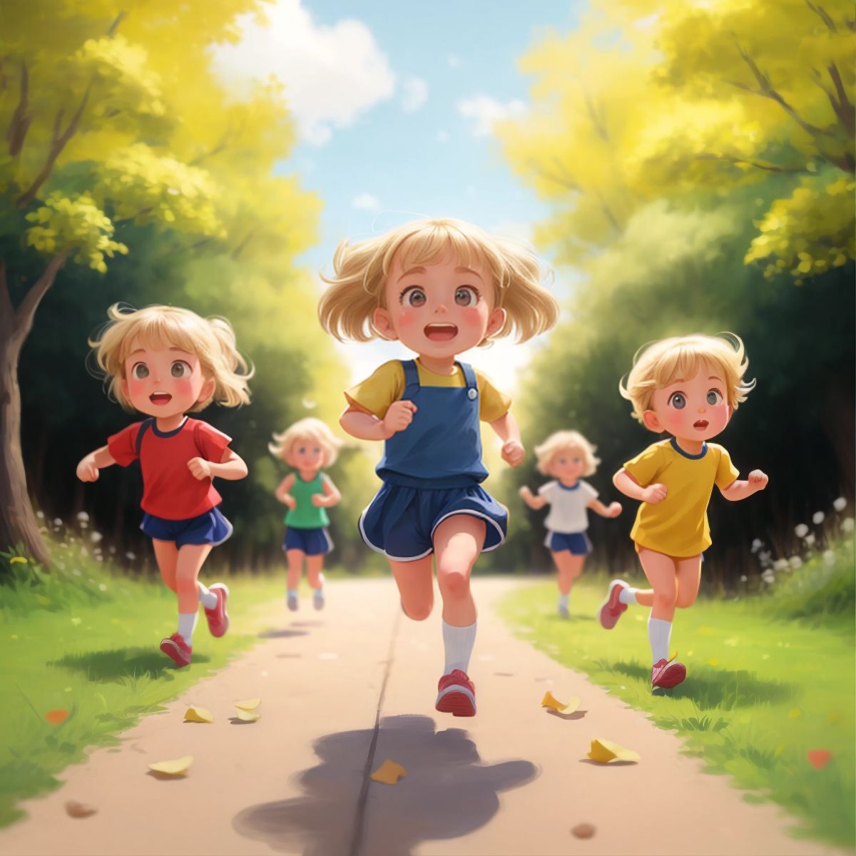 Hannah running with her friends